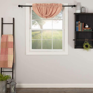 Sawyer Mill Red Ticking Stripe Balloon Valance Curtain 15x60 VHC Brands - The Fox Decor